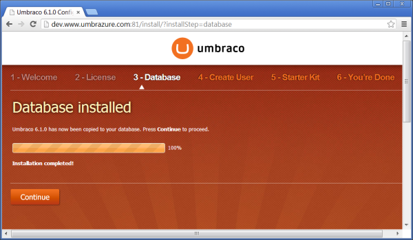 Installed Database Successfully